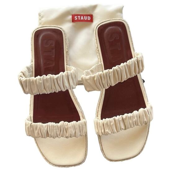 NEW Staud Maya Ruched Espadrille Sandals Sz 11 Ivory - Picture 5 of 11